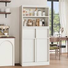 CuisinSmart 51" Tall Bathroom Cabinet With Doors & Drawers, Freestanding Floor Storage Organizer For Bathroom, Kitchen, Living Room, Pantry Closet Multifunctional Cabinet - White - View 1