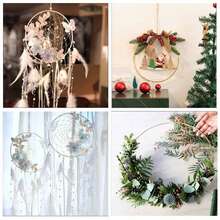 1/5/10pcs 4 Sizes Metal Flower Wreath Woven Rings, Silver Round Rings For DIY Wreath Making, Suitable For Wedding Decor, Dream Catchers, Wall Art Crafts, Valentine's Day, Gifts - Gold - View 6