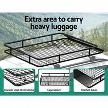 Car Roof Rack 123 X 96 X 13.5cm Universal Roofs Racks Pod Box Storage Basket Container Cars Accessories Transporting Storages Clamp 80kg Carrying Space Steel Black - Black - View 3
