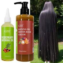 2 Paquetes del Set de Cuidado del Cabello GZE con Aceite de Batana y Biotina - 250g Crema para el Cabello con Aceite de Batana y Biotina y 118ml Aceite para el Cabello de Romero y Batana - Anti-Frizz para Cabello Seco y Dañado, Repara Puntas Abiertas, Fortalece el Cabello - Marrón - Ver 8