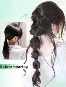 18英寸合成编织泡泡辫假发夹甜美女孩自然蓬松扭辫马尾接发 - 彩色 - 查看 6