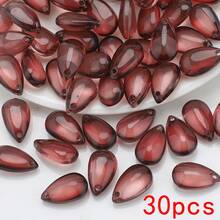 30pcs/120pcs 8*13mm Crystal Glass Smooth Flat Teardrop Pendant Beads, 20pcs/Pack 13*22mm Net Teardrop Colorful Small Pendant, DIY Jewelry Accessories For Earrings, Necklaces, Car Decor, Floral Weaving
