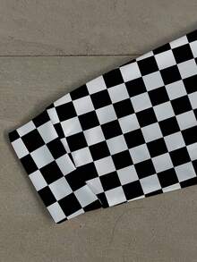 Men's Black & White Checkerboard Hooded Sweatshirt - Modern Board Game Print Sweater With Hood & Pocket, Machine Washable Casual Winter Sweaters For Fall/Winter Layering, Versatile Giftable Outerwear - 風格 - 查看 5