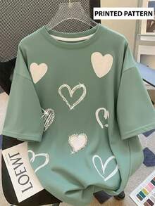 Playera estampada de corazones – modernas, juveniles y versátiles - Verde Oliva - Ver 1