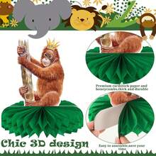 12 Pcs Jungle Animals Honeycomb Centerpieces Jungle Themed Birthday Party Supplies Wild Animals Jungle Party Decorations Baby Shower Table Decorations For Boys Girls Birthday Theme Party - 彩色 - 查看 4