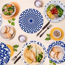 DPaper Placemats Disposable Vintage Blue Floral Place Mats Chinoiserie Blue And White Placemats Decorative Round Table Mats For Birthday Wedding Dinner Table Setting Party Plies Table Decor 30 Pack - 藍白 - 查看 6