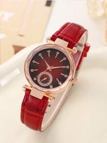 时尚简约女士石英腕表，休闲超薄。 - 玫瑰金 - 查看 5