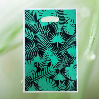 10pcs/30pcs/50pcs Tropical Plant Leaf Green Gift Bags, Party Favor Bags For Birthday, Holiday, Event And Party Supplies