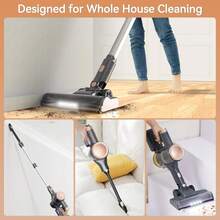 INSE Cordless Vacuum Cleaner, Stick Vacuum Cleaner, Lightweight, Powerful Suction, 2200mAh Battery, 40 Mins Runtime, Low Noise, Self-Standing, Rechargeable Vacuum Cleaners For Home, Hardwood Floor, Carpet Pet Hair, Gift, Gold - US A Type Plug(110-127V) - View 10