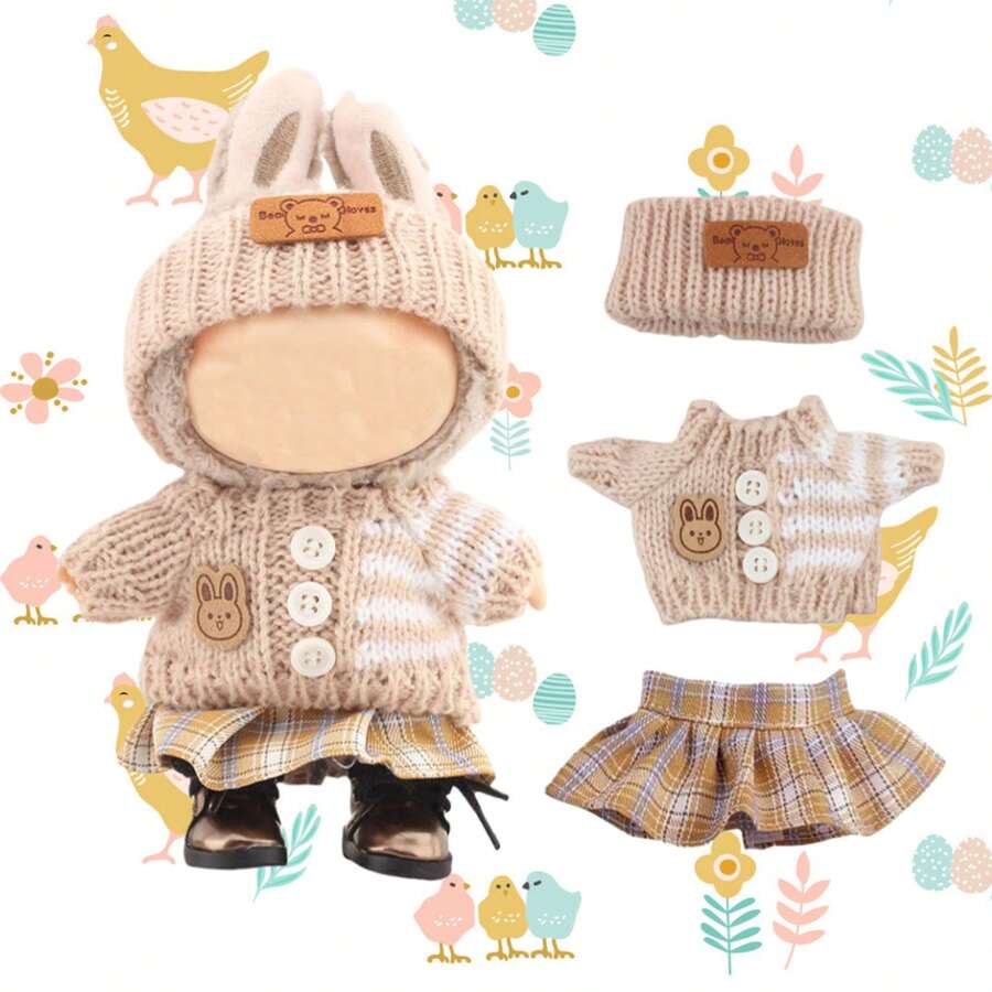 Cute Sweater Outfit Clothes Accessories Suitable For 17cm Pendant Keychain Toys & Dolls, Available In Pink, Grey, Purple, Black - Grey - View 1