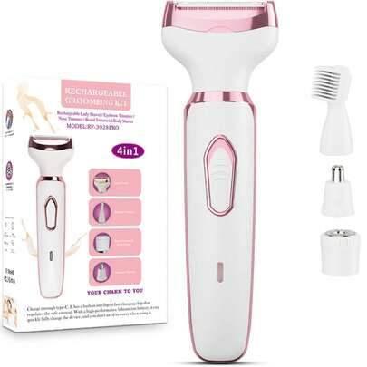 4-In-1 Portable Women Electric Shaver, For Eyebrow, Temple, Underarm And Leg Hair Removal, USB Rechargeable