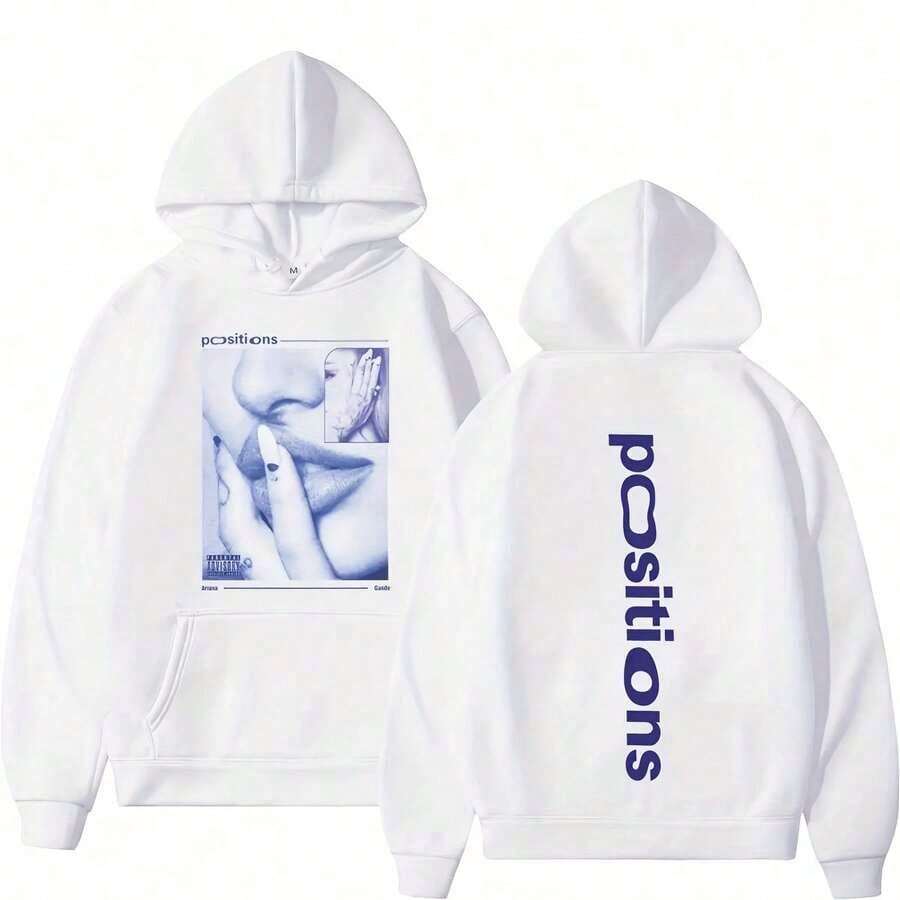 Ariana GrandeS Positions Album Retro Graphichoodie Men Women Aesthetic S Pullover Long-Sleeved Owinter Clothes For Women,Christmas Gifts - trắng - Xem 1