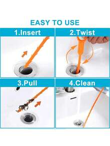 1/4pcs 20-Inch Drain Clog Remover Tool, Hair Drain Cleaner, Hair Catcher Shower Drain Tool, Suitable For Kitchen, Sink, Bathroom, Drain, Home Bathroom Decor, Autumn, Back To School - Multicolor - View 4