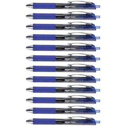 Basics Gel Pens Fine Point Smooth Writing Pens, Retractable, Assorted, 0.7mm, 12 Pack