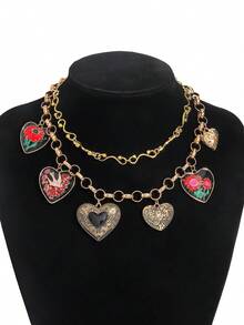 Bộ 4 khuyên tai hình cây cọ và hoa bằng nhựa, khuyên tai và vòng cổ hình hoa cổ điển Bohemian, vòng cổ mặt dây chuyền bằng nhựa nhiều màu, phù hợp cho trang phục hàng ngày, kỳ nghỉ, tiệc tối, trang sức thanh lịch của phụ nữ (Vị trí mặt dây chuyền ngẫu nhiên) - nhiều màu - Xem 11