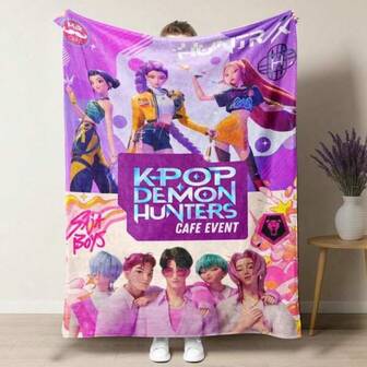 Manta del equipo de estrellas K-Pop de Navidad 2025, manta con estampado de figuras, manta de felpa, cubierta suave de franela para sofá y cama, manta ligera para todo el año, para viajes, campamentos y decoración del hogar