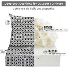 Outdoor Cushions Patio Furniture, Outdoor Cushion Set 24x 24x 5.75 Inch, Waterproof Fade Resistant Outdoor Chair Cushions, Deep Patio Chair Cushion With Removable Cover, Navy Blue - 黑色幾何圖案 + 24*24+4/24*20" - 查看 2