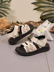 Fashion Casual Kids/Toddlers Slip-On Hook And Loop Flat Sandals, Comfortable Outdoor Wear [Size Runs Small, Recommend Ordering One Size Up] - Beige - View 6
