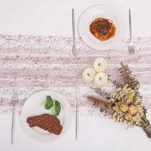 3PCS Rose Table Runner 10Ft Sheer Chiffon Fabric Cheesecloth Sequin Glitter Table Runner For Wedding Birthday Party Decor,10ftx3pack,RoseGold - Vàng hồng - Xem 7