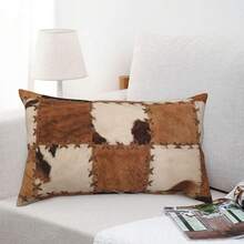 Cow Fur Lumbar Throw Pillow Covers 12x20 Set Of 2 Cowhide Short Pl 11ush Pillows Case Western Farm Animal Skin Plaid Grid Cowboy Rectangle Cushion Cover Decorative Pillowcases For Couch Bed,20inchx12inch(Packof2),BrwonBeige - 棕褐色 - 查看 7