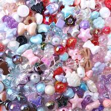 45g Hạt nhựa acrylic Y2K nhiều màu sắc hình hoa, trái tim, bướm, kẹo, phong cách Kawaii, thích hợp làm vòng tay và trang sức DIY. - Trộn màu ngẫu nhiên - Xem 6