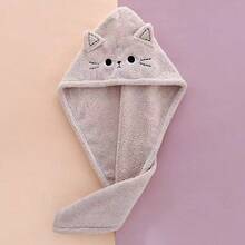 Cute Kitty Ear Soft Plush Bath Towel Wrap, Skin-Friendly, Highly Absorbent & Quick Drying, Convenient For Home & Dorm Daily Use, Adorable & Practical, Dual-Layer Design Enhances Washing Experience