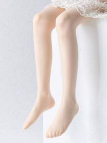 1/3 Pairs Girls Lightweight Breathable Leggings, Classic Minimalist Elastic Fit Seamless Tights, Soft Comfortable Snag-Resistant Socks For Daily Wear, Dance Practice, Stage Performance, Home Leisure, Back To School - Beige - View 4