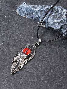 1件恶魔之眼项链，男士欧美风羽毛形合金吊坠项链，嘻哈百搭颈链 - 彩色 - 查看 8