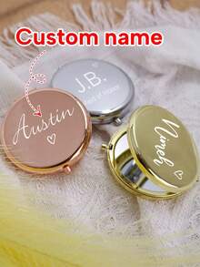 个性化迷你化妆镜，伴娘礼物，生日鲜花化妆镜，女士便携镜，伴娘感谢礼物，新娘送礼会礼物 - 彩色 - 查看 5