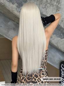 NAMM 28 Inch Silver Extra Long Layered Hair Wig - Very Long Syntehtic Straight Wig With Bangs, Premium Soft Silky Waist Heat-Resistant Fiber Hair Full Machine Costume Wigs For Women Daily Wear, Cosplay Festival Ready Party Use, - Sakura Celebrations Glam & Party Streetwear Photography - Girls Gift For Wig Accessories - Beginners Glueless Wig Accessories