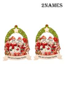 Custom Christmas Ornaments With Name, Personalized Christmas Tree Decorations, Customized 2-8 Names Ornaments, Customizable Christmas Decorations, Diy Ornaments, Christmas, Indoor, Outdoor, Garden, Anniversary, Snowman Family, Christmas Tree Ornaments, Room Decor, Mom, Dad - Style B - View 7