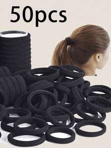 5/20/50/100pcs Pack Thick Black Seamless Elastic Headbands For Women, Minimalist Ponytail Holder, Elegant Design For Daily Wear, Washing Hair, Sports, Gifts, Suitable For All Seasons, Valentine's Day Gift - Multicolor - View 13