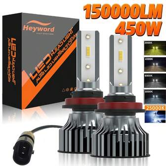 Heyword 2 Pieces H7 LED Canbus Automotive Headlights Super HB4 H11 H4 H1 9012 HB3 9005 9006 Bulbs For Lamps, 6000K, 3000K, 4300K, 8000K Automotive Lamps
