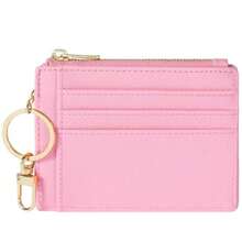 Sodsay Card Case Slim Front Pocket Wallet For Women Credit Card Holder With Keychain - Smooth Black - View 7