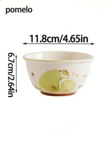 Ceramic Rice Bowl - Cute Fruit & Lucky Pattern Cartoon Design, Microwave Dinner Bowl For Daily Use, High-Quality Tableware - Multicolor - View 4