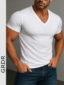 GRDR 男士纯色休闲短袖T恤，夏季