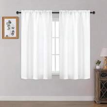 OWENIE White Short Curtains For Small Window 45 Inch Length 2 Panels Set For Bedroom Living Room Bathroomt Cabinet Basement, Light Filtering Textured Short Kitchen Curtains Over Sink, 30\ W By 45\ L,30inchWx45inchL(Packof2),White - 白色 - 查看 1
