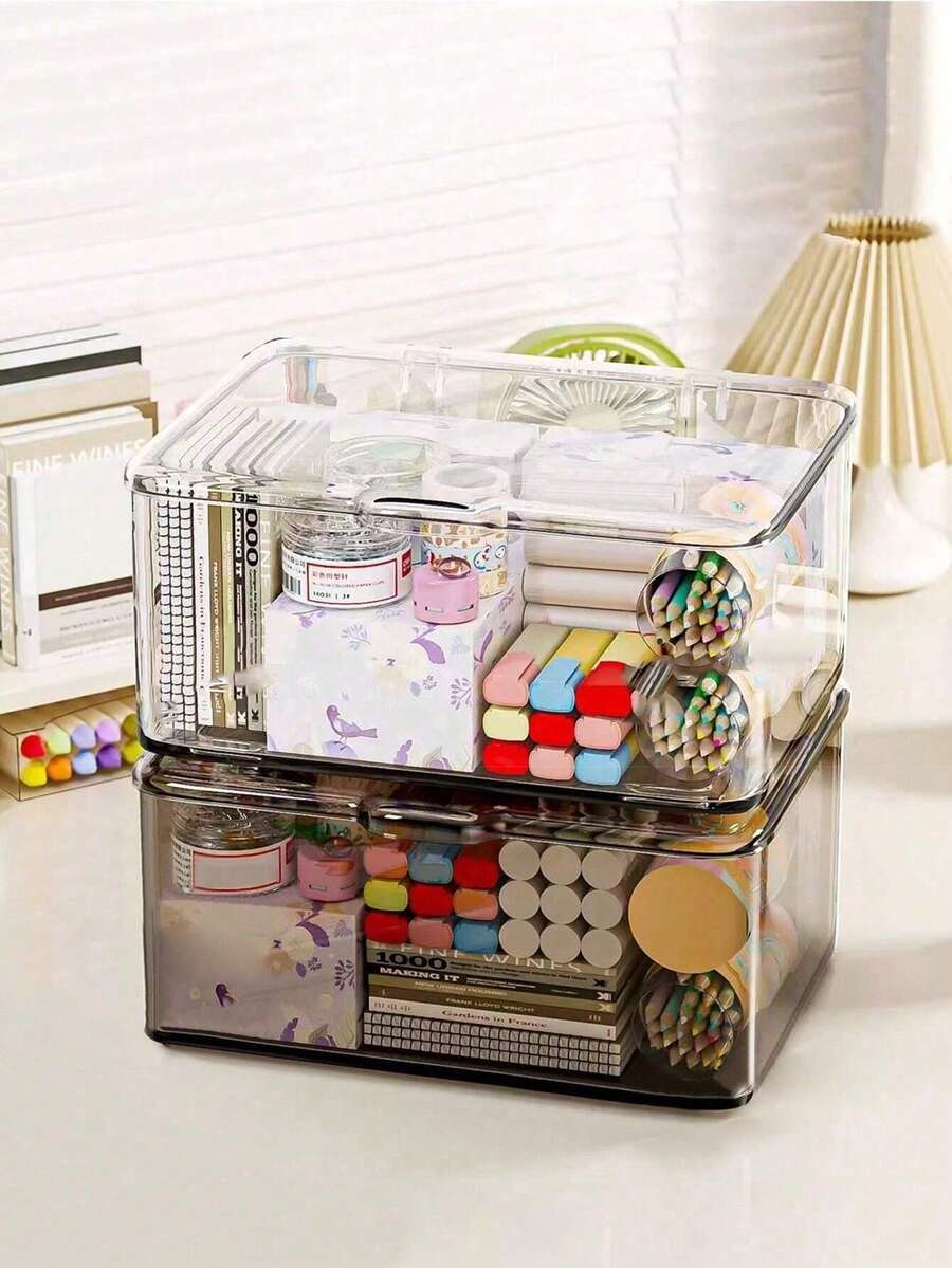 Caixa de Armazenamento de Gaveta de Mesa de Grande Capacidade Transparente de Acrílico para Cosméticos e Máscaras, Adequada para Sala de Estar, Sala de Jantar, Cozinha, Quarto, Reuniões Familiares, Casamentos, Festivais e Comemorações