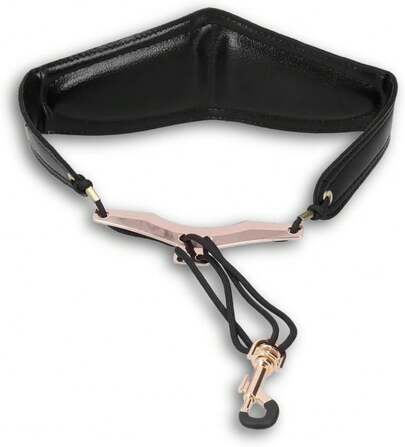 AUNMAS Correa para el Cuello de Saxofón, Tirantes de Arnés de Hombro de Saxofón de Cuero de PU, Correa de Tirantes de Saxofón Alto Tenor Soprano