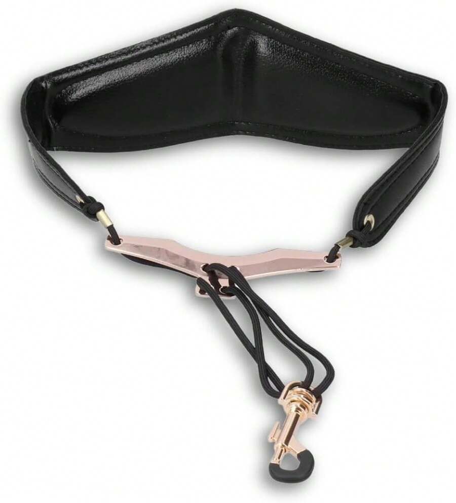 AUNMAS Correa para el Cuello de Saxofón, Tirantes de Arnés de Hombro de Saxofón de Cuero de PU, Correa de Tirantes de Saxofón Alto Tenor Soprano - 1 - Ver 1