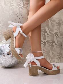 2025 Women's Fashion New High Heel Ladies Pearl Butterfly Stylish Comfortable Classic High Heel Sandals - White - View 2