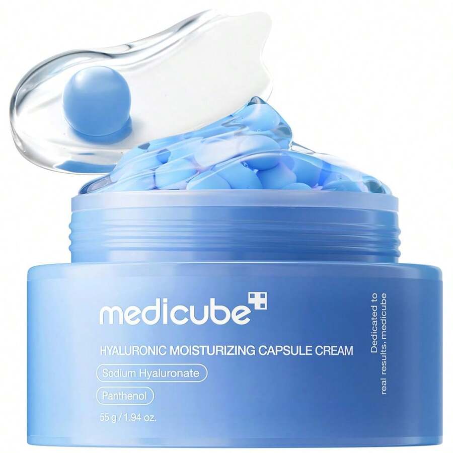 Medicube Hyaluronic Acid Capsule Cream 55g | 120H Long-Lasting Hydration, Barrier Care & Calming Daily Facial Moisturizer For All Skin Types | With Hyaluronic Acid, Panthenol & Ceramides | Korean Skincare - Kem dưỡng da dạng viên nang Hyaluronic - Xem 1