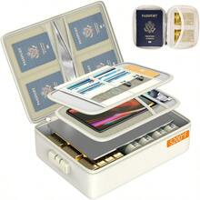 WSXC Grothery 5200°F Fireproof Document Organizer With Lock Fireproof And Waterproof File Organizer Box 8 Layer Heat Insulated Aluminum Foil Important Box Document Fire Proof Passport Travel Doc Holder Beige - Beige - View 1