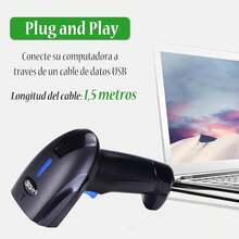 Escáner de Codigo de Barras, Lector Códigos de Barras Compatible USB, 1D Escáner de Código de Barras, Scanner Código de Barras con Soporte, para Tiendas, Supermercados, Almacenes, Restaurantes, et - 1 - Ver 3