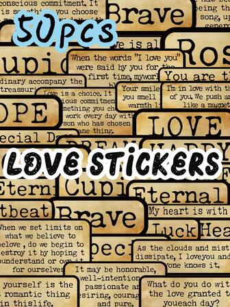 50张复古英文短语贴纸，不重复，形状独特，适用于手册、日记本、剪贴簿、水瓶、手机、头盔、笔记本电脑等装饰，不规则形状，适合青少年、成人、粉丝、派对用品、装饰礼品。