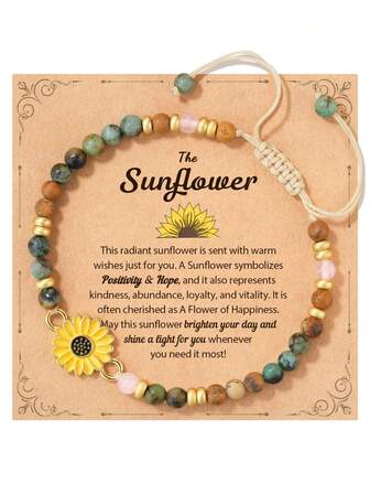 Regalo de girasol para mujeres - Un símbolo de positividad, fuerza y amor, regalo de cumpleaños, Navidad o Acción de Gracias, pulsera de girasol para regalar a amigas, colegas, hijas