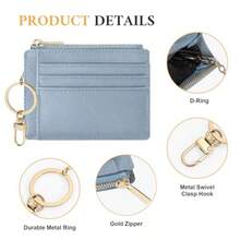 Sodsay Card Case Slim Front Pocket Wallet For Women Credit Card Holder With Keychain - CH Blue Gold - Xem 3
