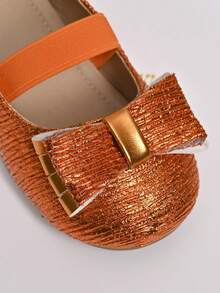 Glänzende Mandarinen-Schleifenflache Schuhe, geeignet für Bühnenauftritte, Partys, Hochzeiten, Familienfeiern, Alltagsmode - Orange - Übersicht 5