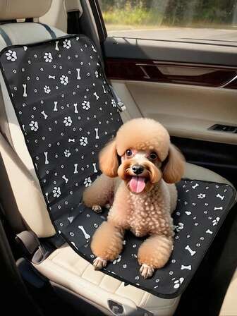 1pc Waterproof Printed Oxford Cloth Pet Car Front Seat Cover Mat, Suitable For Pet Outdoor Use, Anti-Dirty Pet Car Mat