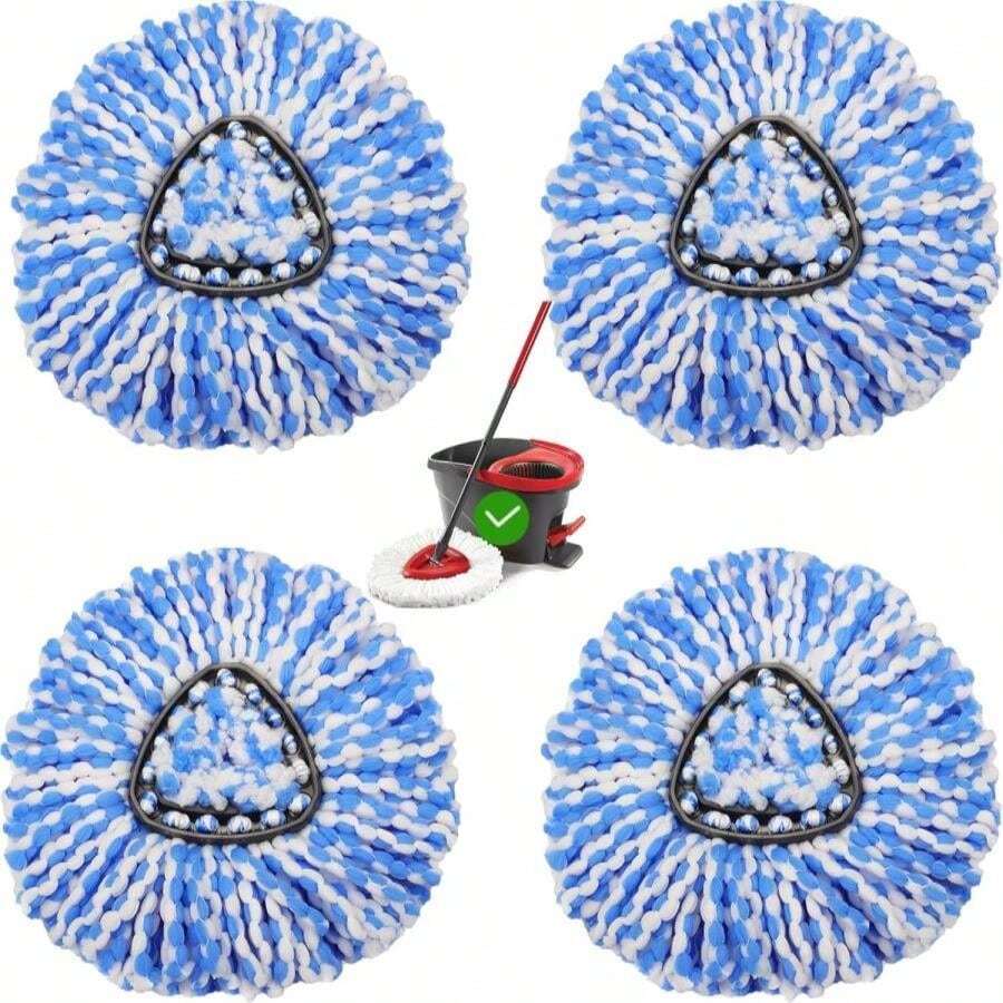 4 Pack Mop Replacement Heads For O-Ceda EasyWrin Spin Mop, Microfiber Spin Mop Refills, Easy Cleaning Mop Head Replacement - ColorB - 查看 1